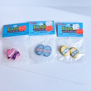 Vintage Darice Pink Wooden Easter Egg Ornaments Set